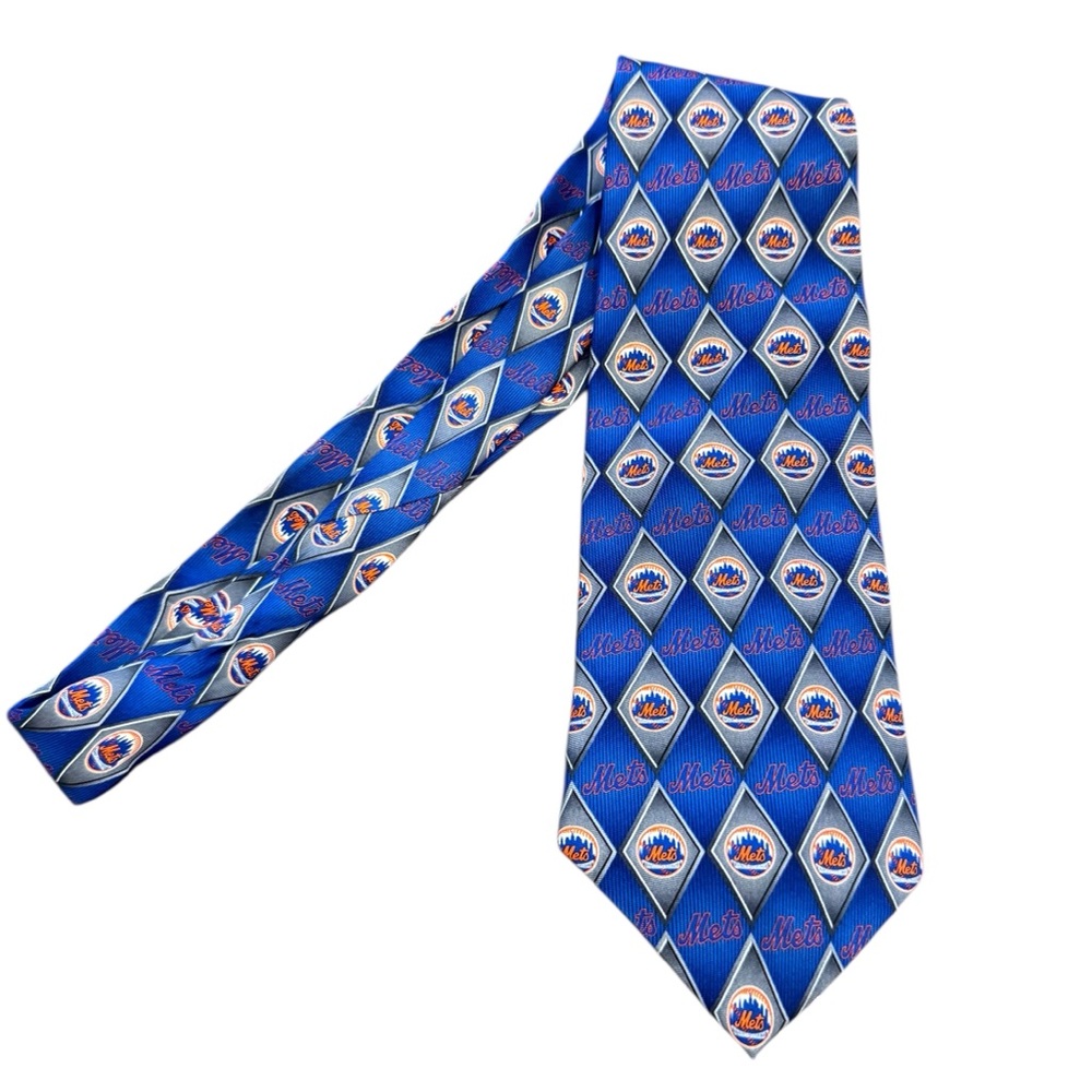 NY Mets MLB Baseball Tie 100% Silk Eagle Neckwear Men’s Necktie Blue Orange